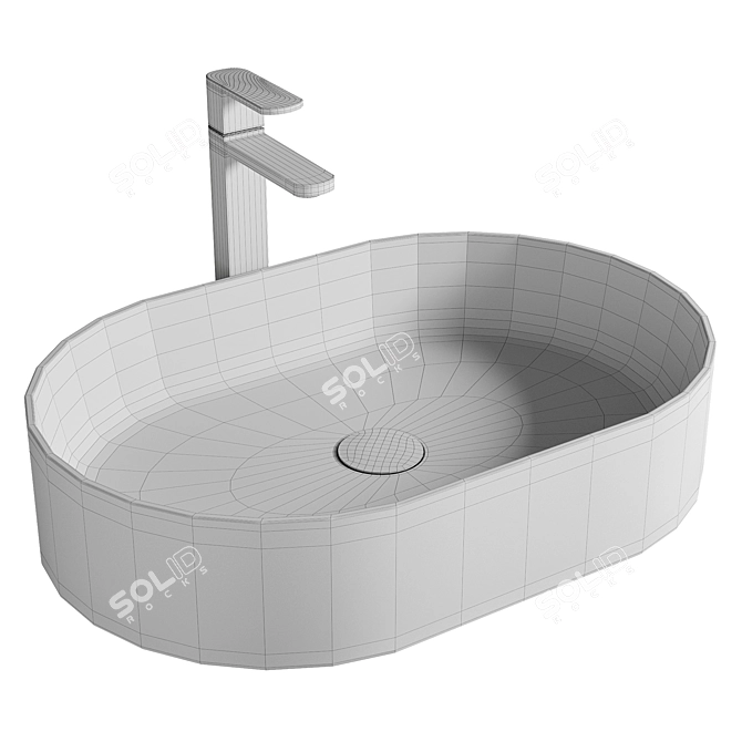 Slim Ceramic Sink: Ravak 550 O 3D model image 2