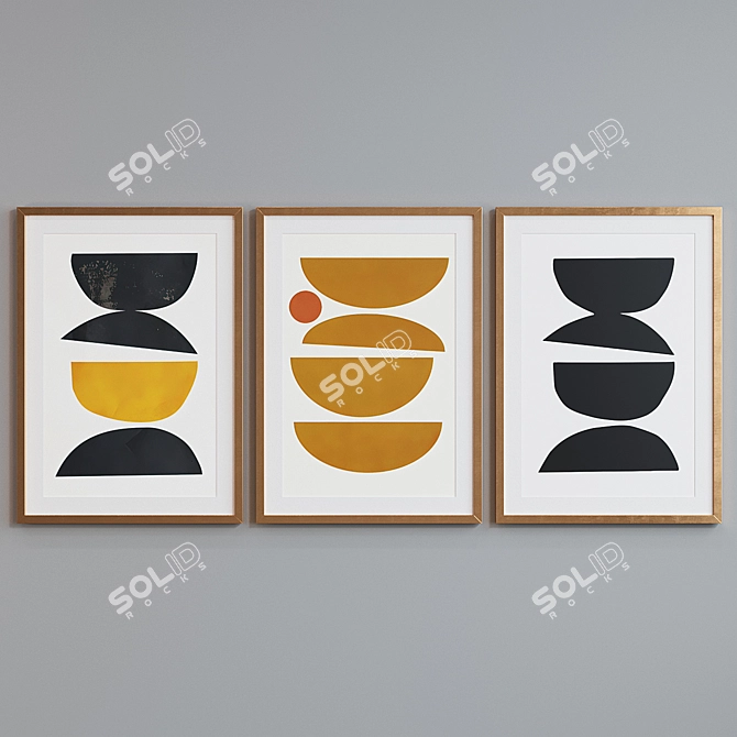Abstract Frame Set: Modern Style with 3 Frames 3D model image 4