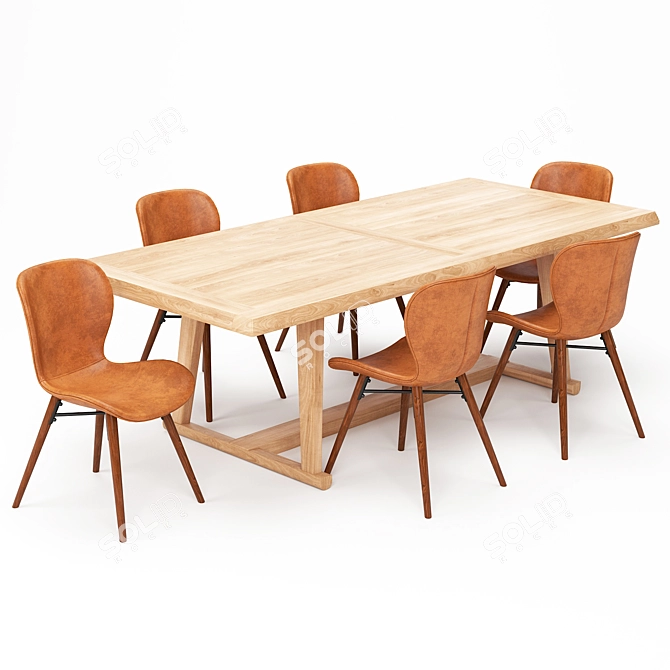 Modern Dining Table Set 3D model image 1