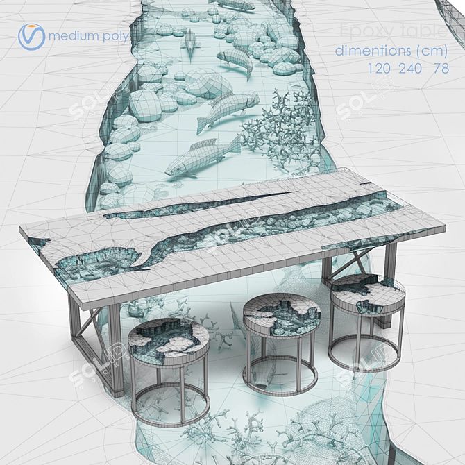 Smooth Surface Epoxy Resin Table 3D model image 4