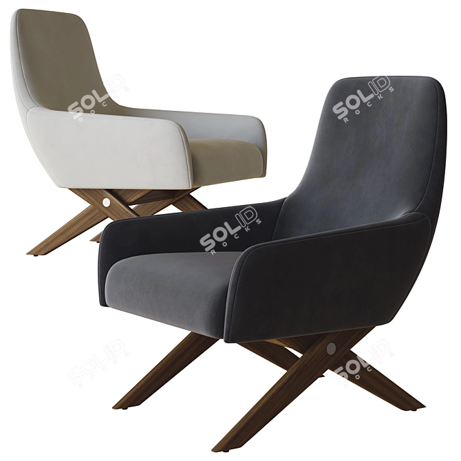 Modern Marlon Lounge Armchair 3D model image 2