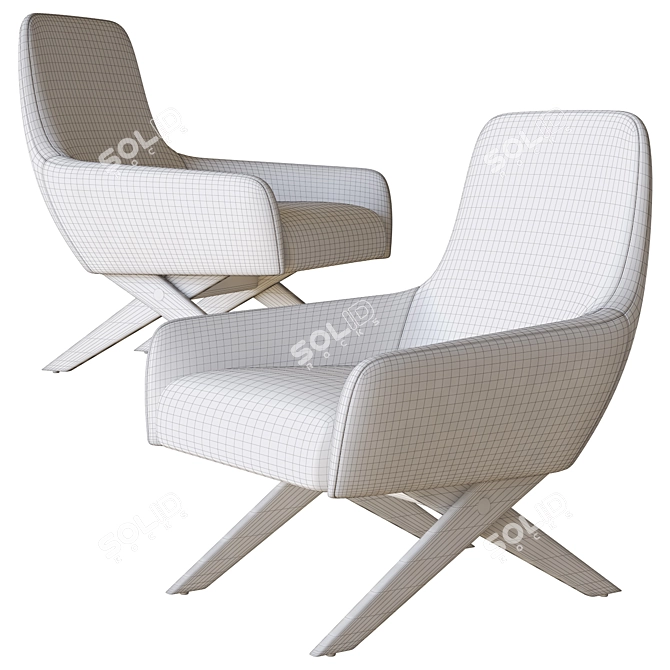 Modern Marlon Lounge Armchair 3D model image 4