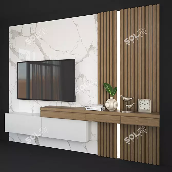 Sleek Modern TV Wall Set 3D model image 3