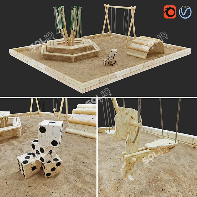 Playground 3 - Interactive Outdoor Fun 3D model image 1