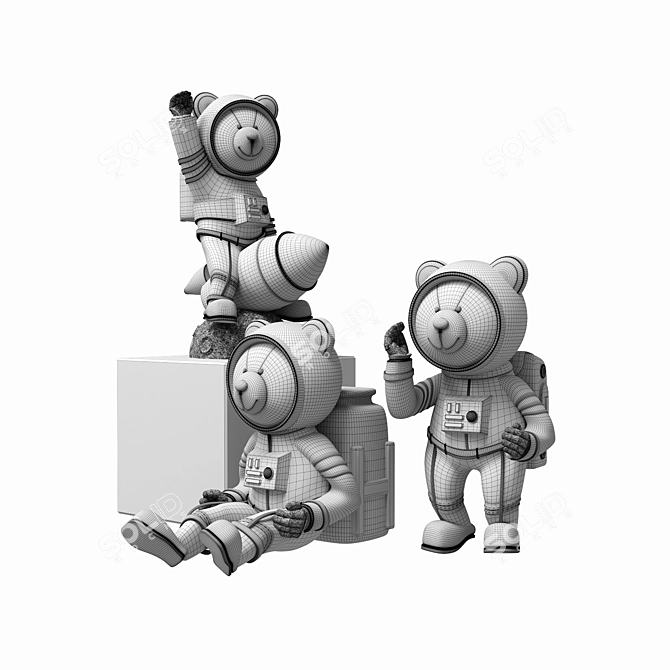 Space Explorer Decorative Statue 3D model image 2