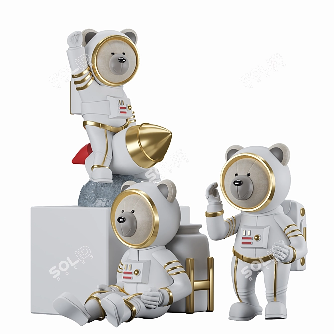 Space Explorer Decorative Statue 3D model image 3