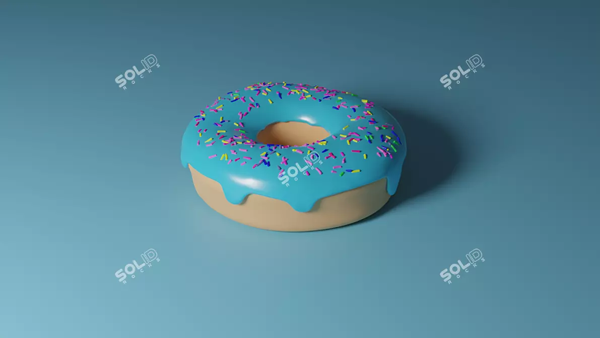 Blueberry Glazed Donut 3D model image 1