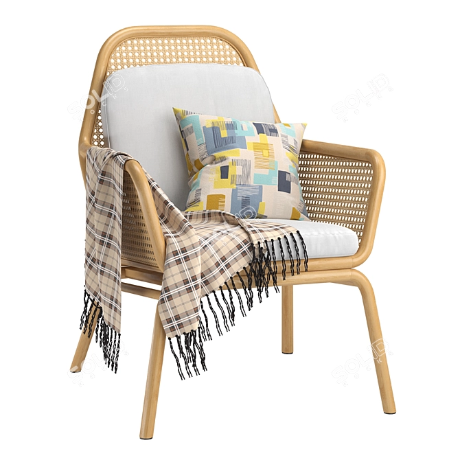 Stylish Verne Rattan Chair 3D model image 1