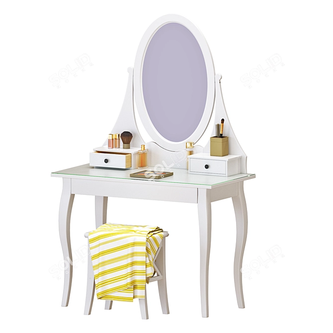 Modern White Dressing Table Set 3D model image 1