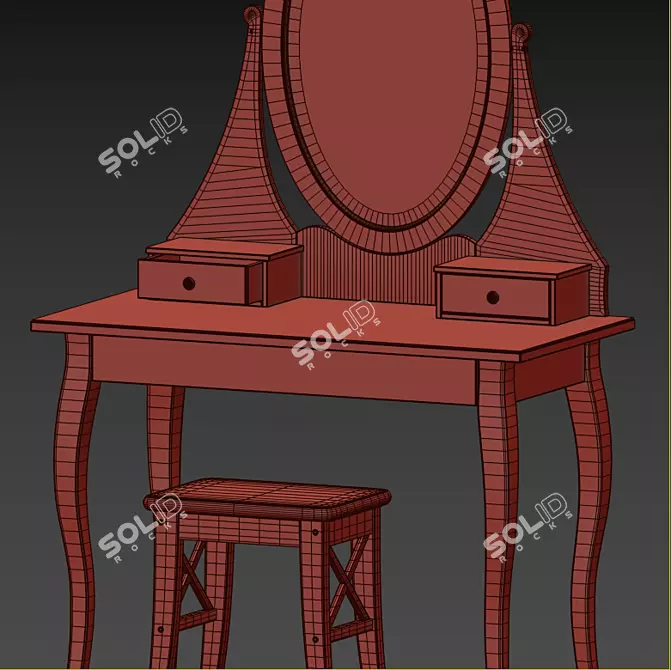 Modern White Dressing Table Set 3D model image 8