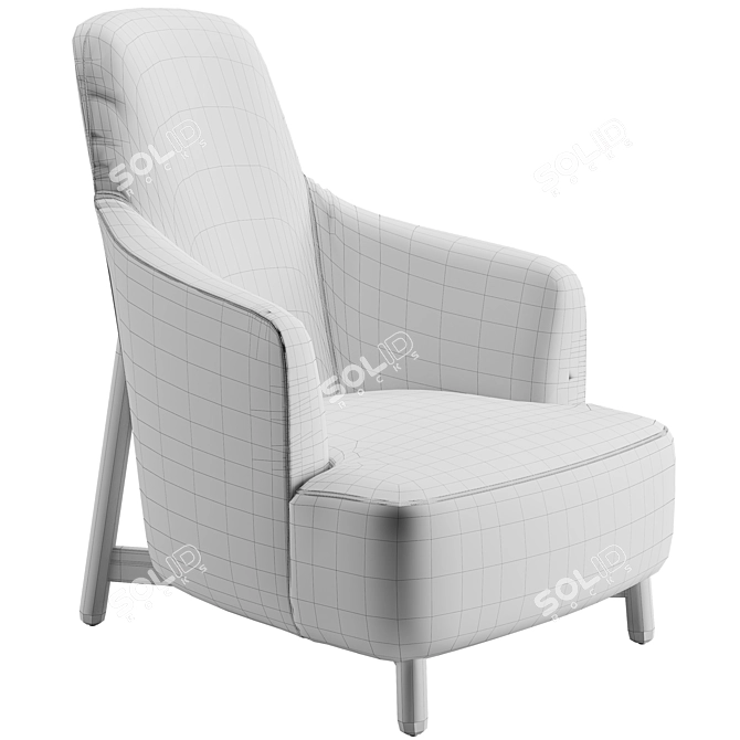 Elegant Copine Bergere Chair 3D model image 6