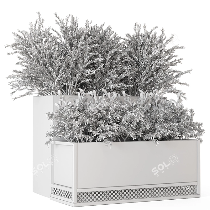 Rusty Concrete Pot on Metal Shelf - Set 426 3D model image 6