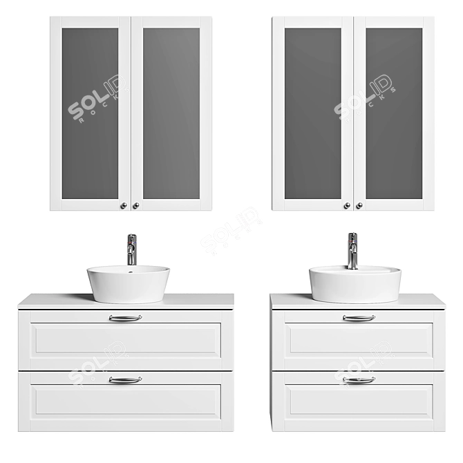 Stylish GODMORGON Cupboard & Mirror: Organize and Reflect 3D model image 2