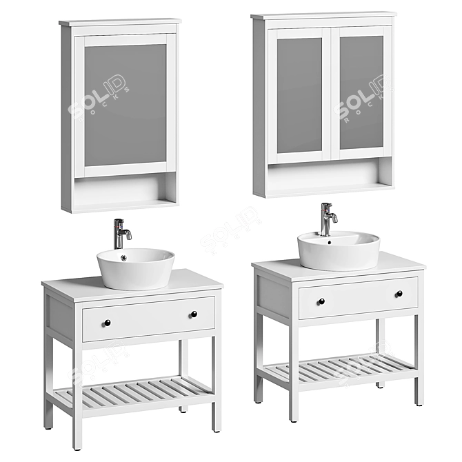 Stylish Hemnes Cupboard & Mirror 3D model image 1