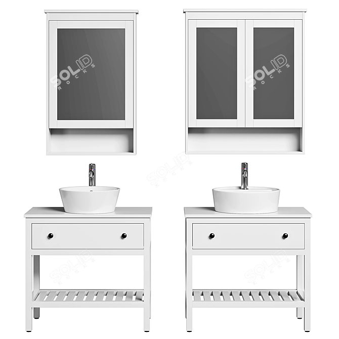 Stylish Hemnes Cupboard & Mirror 3D model image 2