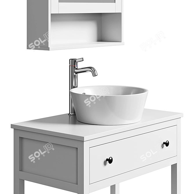 Stylish Hemnes Cupboard & Mirror 3D model image 5