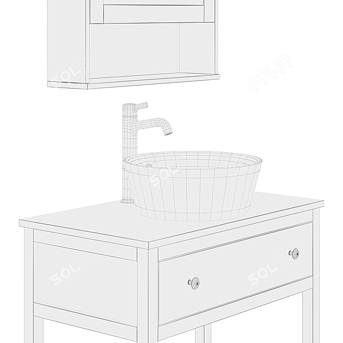 Stylish Hemnes Cupboard & Mirror 3D model image 7