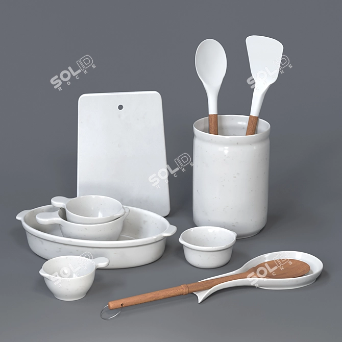 TurboSmooth Ceramic Kitchen Set 3D model image 1