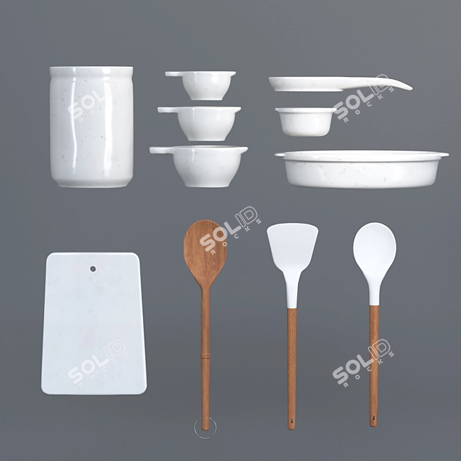 TurboSmooth Ceramic Kitchen Set 3D model image 2