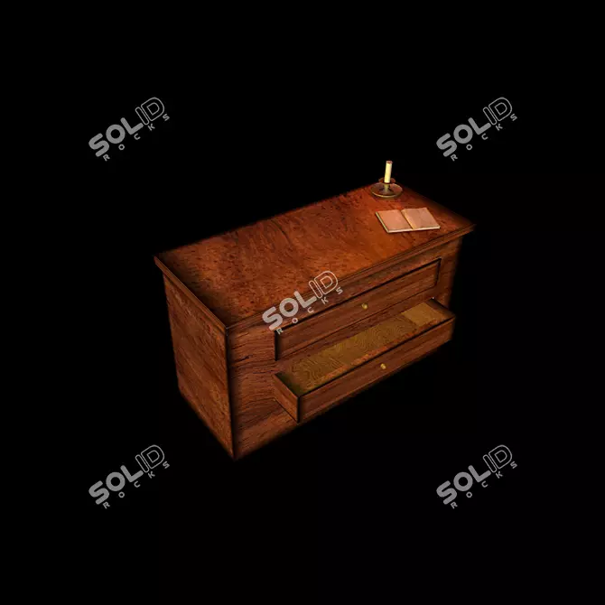 Vintage Writer's Bedside Table 3D model image 1