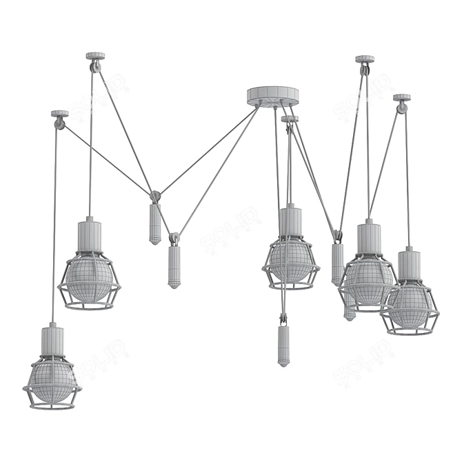 Versatile Multi-Head Cage Chandelier 3D model image 2