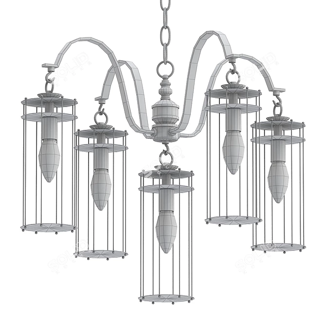 Elegant Noir Chandler Chandelier 3D model image 2