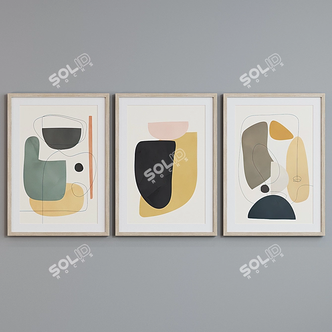 Modern Abstract Frame Set - Pack of 3 3D model image 2