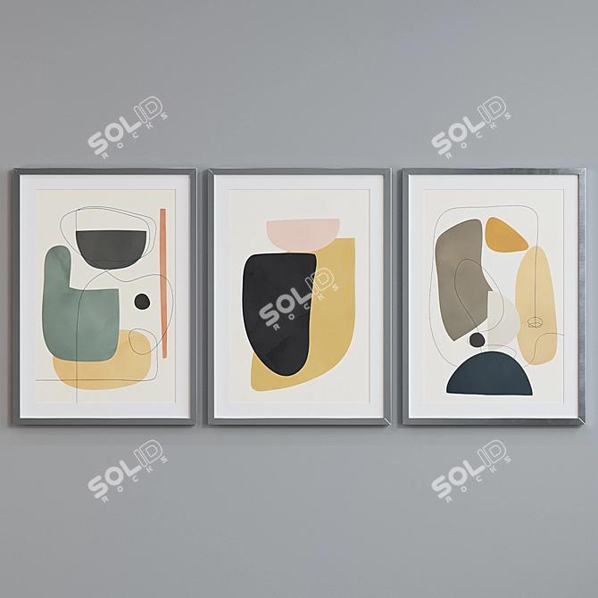 Modern Abstract Frame Set - Pack of 3 3D model image 4