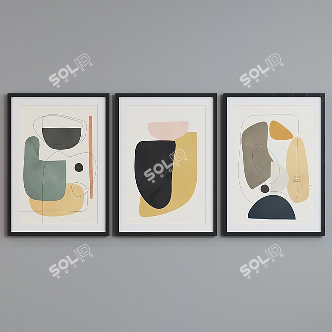 Modern Abstract Frame Set - Pack of 3 3D model image 5