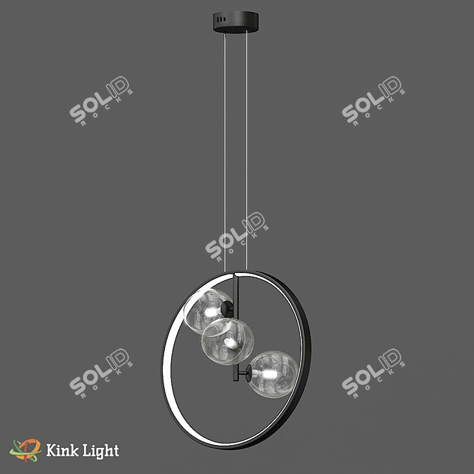 Jonah Black 3-Light Industrial Chandelier 3D model image 1