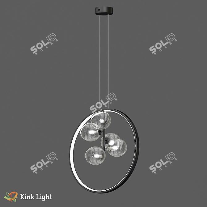 Modern Black Chandelier: Jonah 07608-5A 3D model image 1