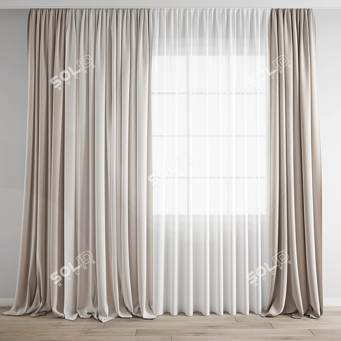 Premium 3D Curtain Model 3D model image 1