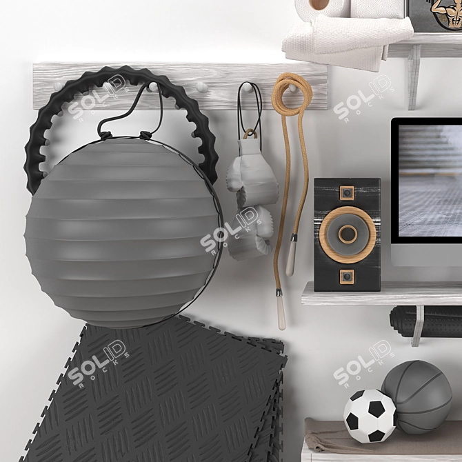 Black Gray Brown Sport Gym Set 3D model image 4