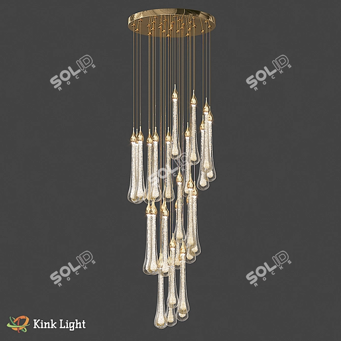 Elegant Gold Pendant Light 3D model image 1