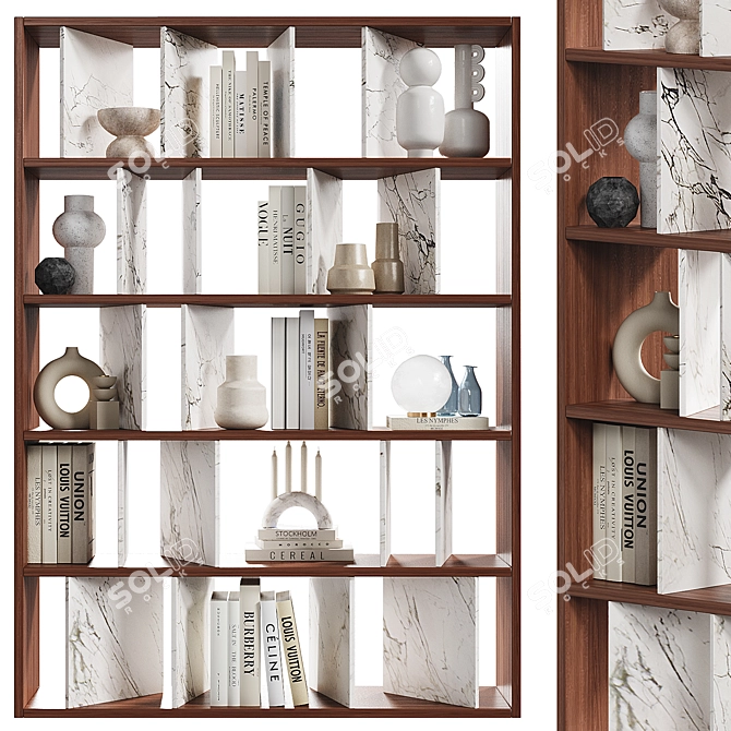 Moscova Bookcase: Sleek Walnut Design 3D model image 2