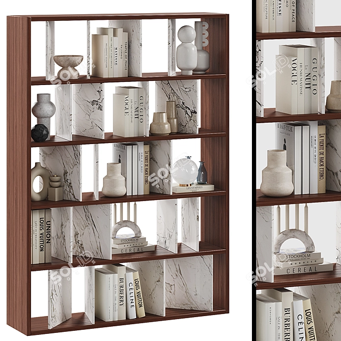 Moscova Bookcase: Sleek Walnut Design 3D model image 4