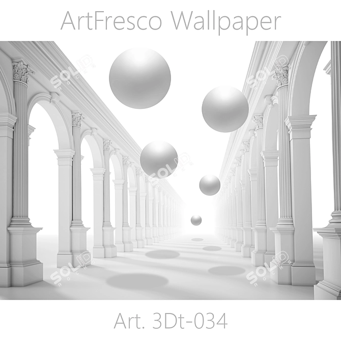 Seamless 3D ArtFresco Wallpaper: Transform Your Space 3D model image 1