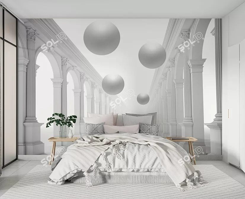 Seamless 3D ArtFresco Wallpaper: Transform Your Space 3D model image 2