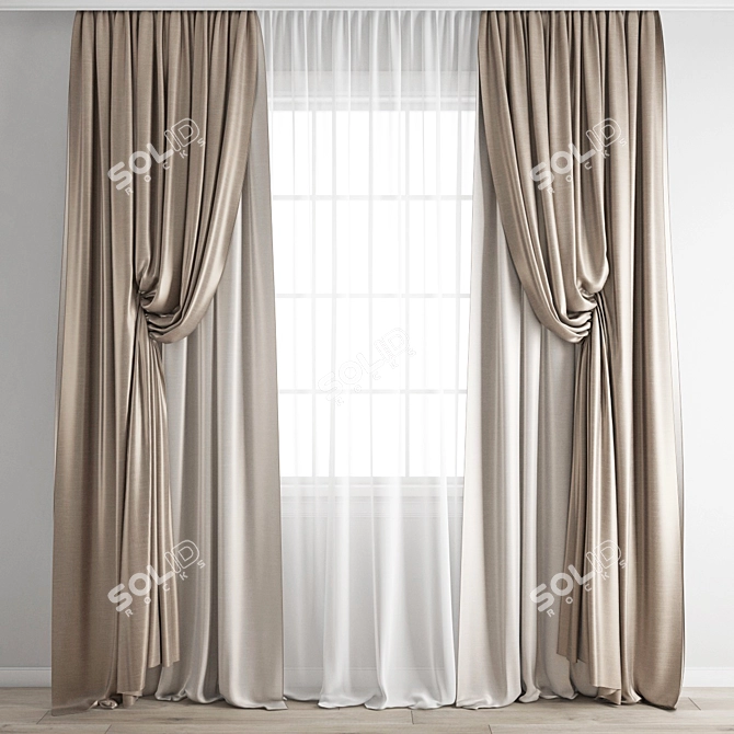 Poly Curtain Model | High Quality 3D | Multiple Formats 3D model image 4