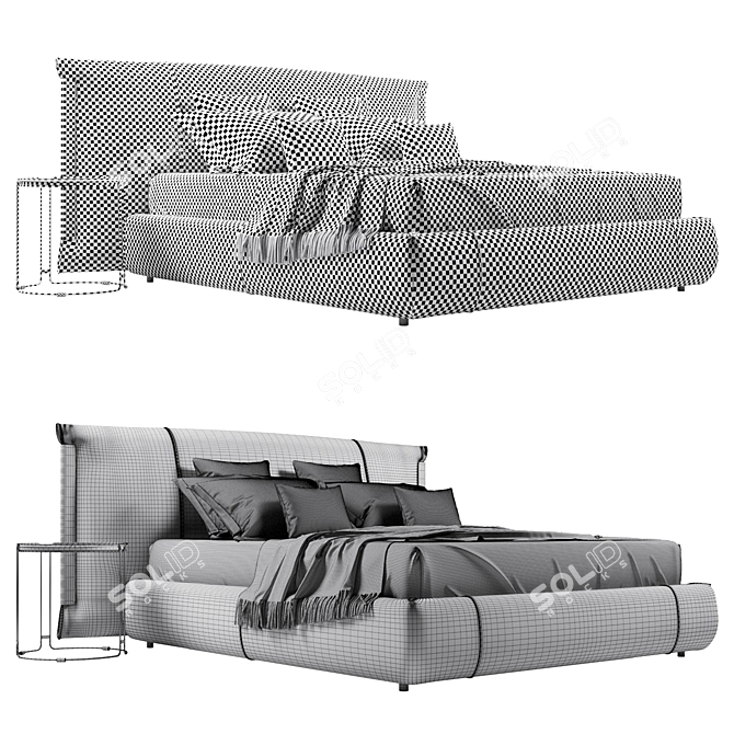 Flou Amal Double Bed - Stylish and Spacious 3D model image 5