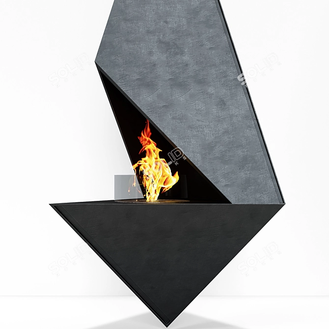 Sleek Metal Fireplace 3D model image 5