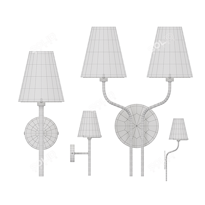 Classic Glass Shade Wall Lamp 3D model image 3