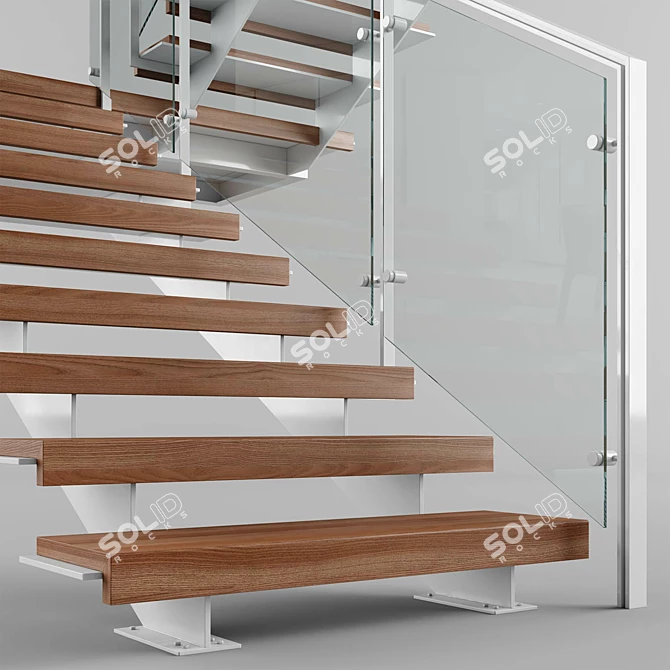 Sleek Modern Interior Stair 3D model image 2