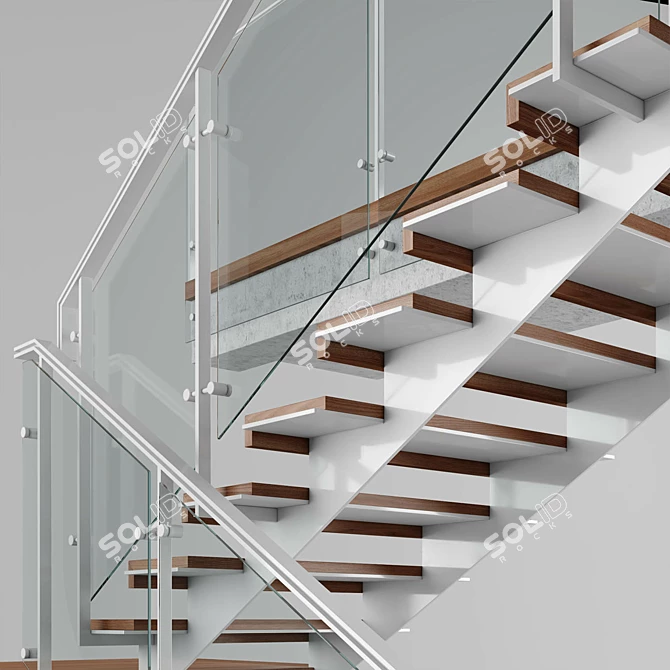 Sleek Modern Interior Stair 3D model image 3