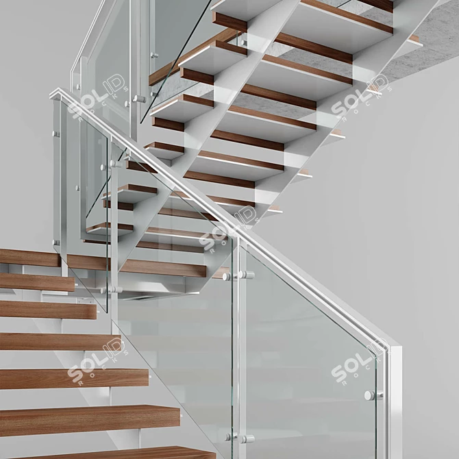 Sleek Modern Interior Stair 3D model image 4