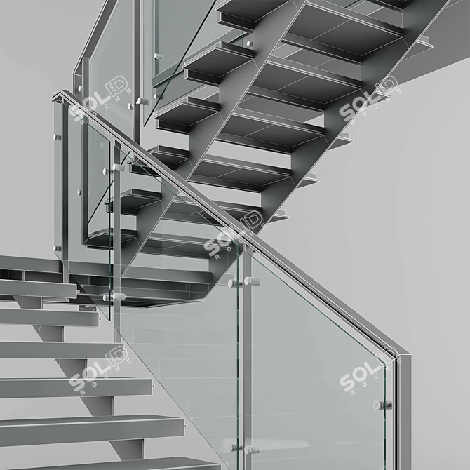 Sleek Modern Interior Stair 3D model image 7
