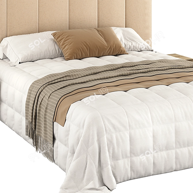 Elegant Kennedy Tufted Headboard Bed 3D model image 2