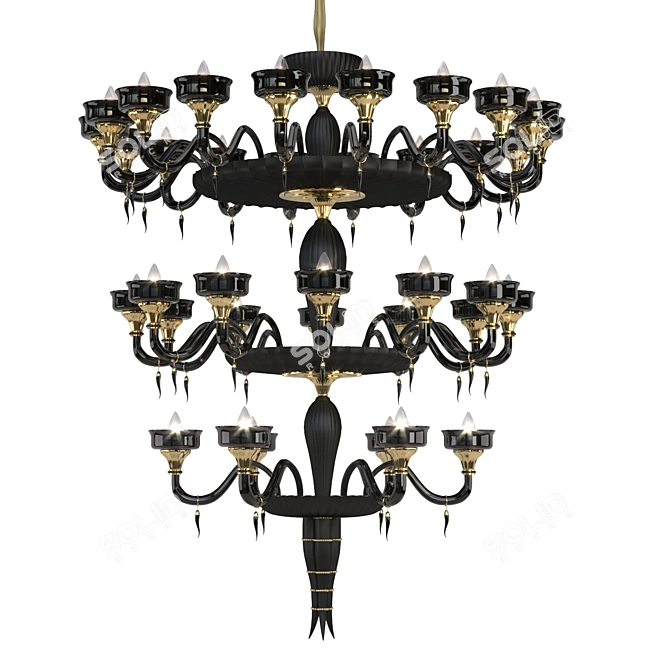 Sicilian Murano Glass Chandelier 3D model image 1