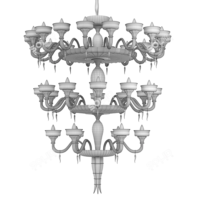 Sicilian Murano Glass Chandelier 3D model image 3