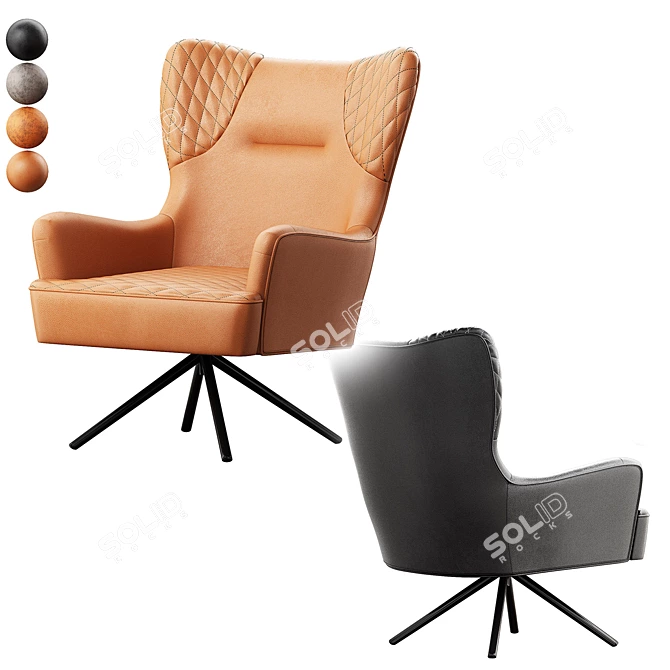 Modern Moleskin Mussel Armchair 3D model image 2